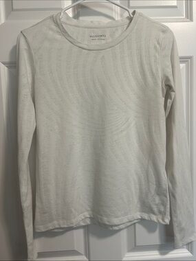 AllSaints White Crewneck Long Sleeve Top sz Medium